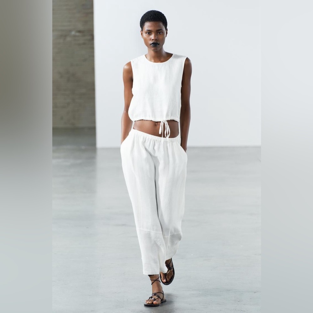 ZARA 100% LINEN MIDI SKIRT ZW COLLECTION - Picture 3 of 12